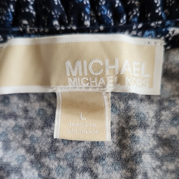 Michael Kors Navy Blue Floral Sleeveless Ruffle Midi Dress – Size L - Picture 10 of 11